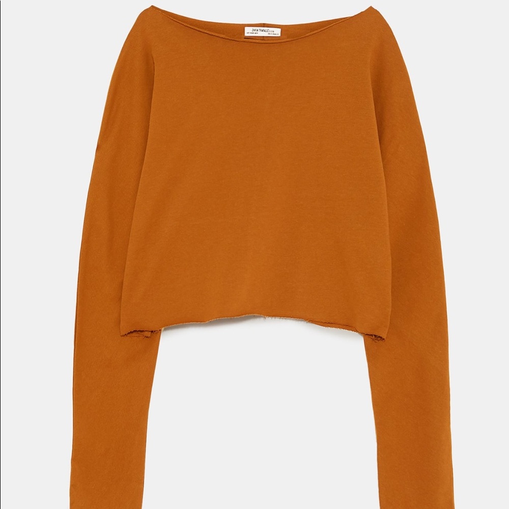 BLACK Long sleeve cropped sweatshirt